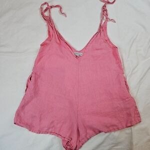 Ljc designs. pink linen romper, size M‎